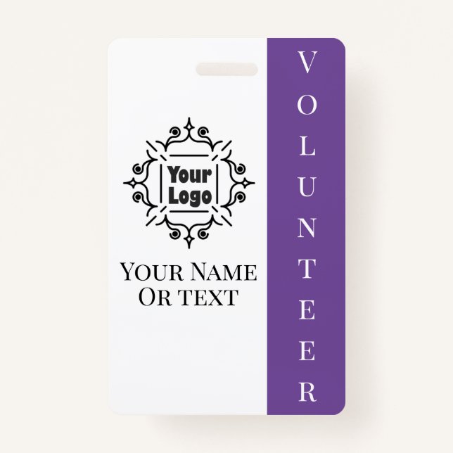 Volunteer Worker Purple Employee ID with Logo ID Badge (Front)