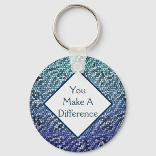 Volunteer You Make a Difference Tiled Appreciation Key Ring