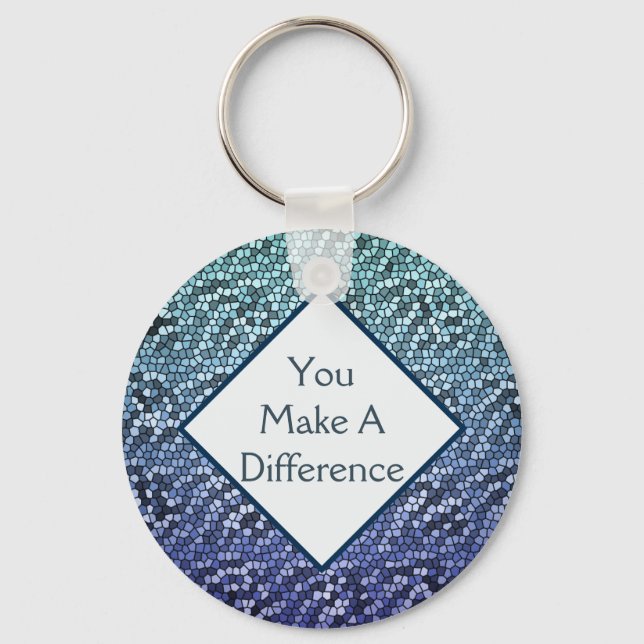 Volunteer You Make a Difference Tiled Appreciation Key Ring (Front)