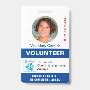Volunteers ID Name Tag, Job Title and Logo Photo Badge