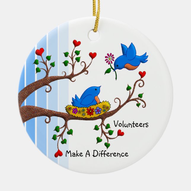 Volunteers Make A Difference Ceramic Tree Decoration (Front)