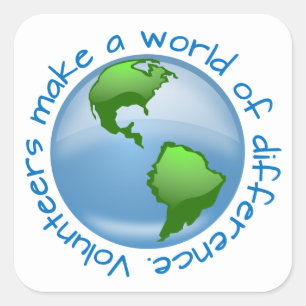 Volunteers Make a World of Difference Square Sticker