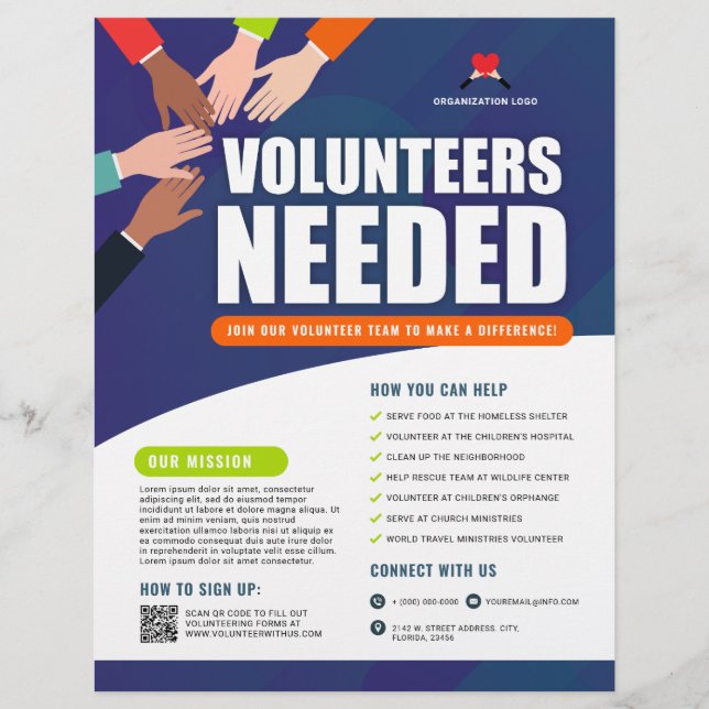 Volunteers Needed Professional Hands Help Needed Flyer (Front)
