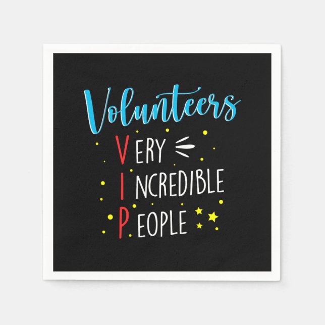 Volunteers VIP Volunteer Volunteering Charity Resc Napkin (Front)