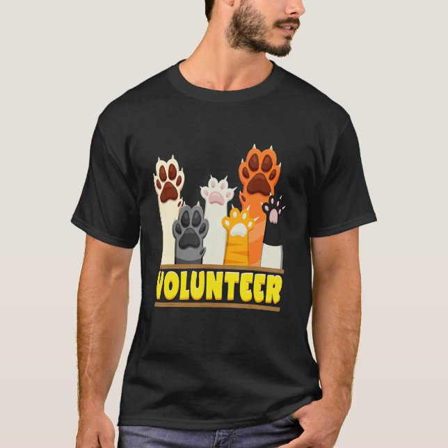 Voluteers Cute Cat Dog Paws Animal Rescue T-Shirt (Front)