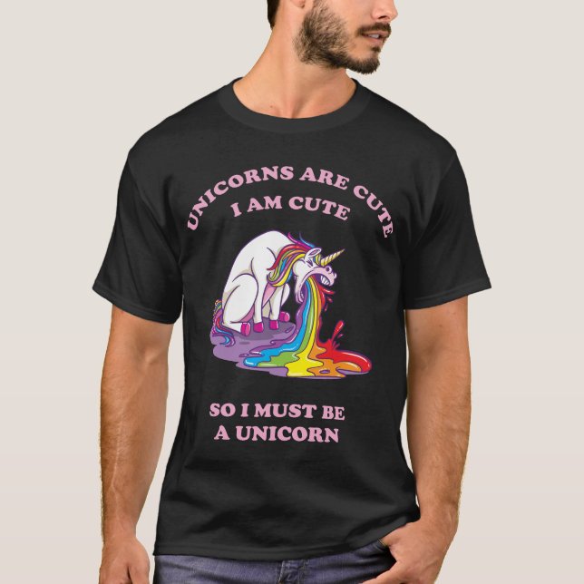 vomiting unicorn with rainbow T-Shirt (Front)