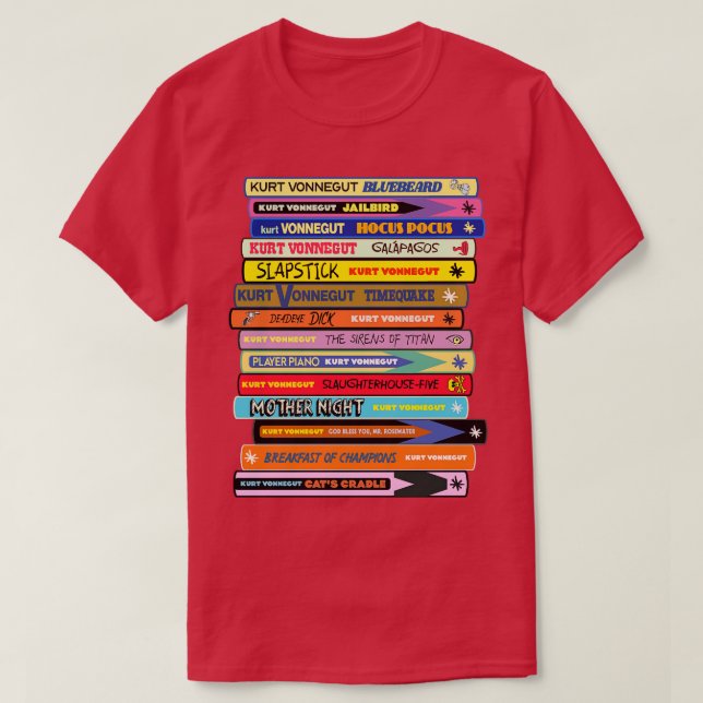Vonnegut Book Stack T-Shirt (Design Front)