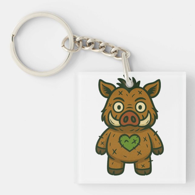 Voodoo Boar – Patchy Warrior Piglet Key Ring (Front)