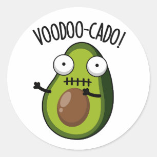 Voodoo-cado Funny Avocado Pun Classic Round Sticker