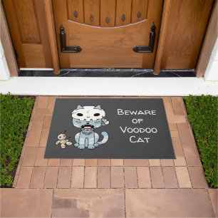 Voodoo Cat Custom Text Dark Grey Doormat