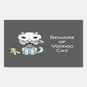 Voodoo Cat Custom Text Dark Grey Rectangular Sticker