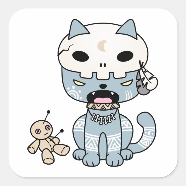 Voodoo Cat Square Sticker (Front)
