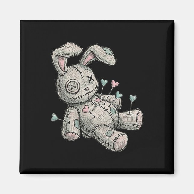 Voodoo Doll Bunny Needles Heart Heartbreak Easter  Magnet (Front)