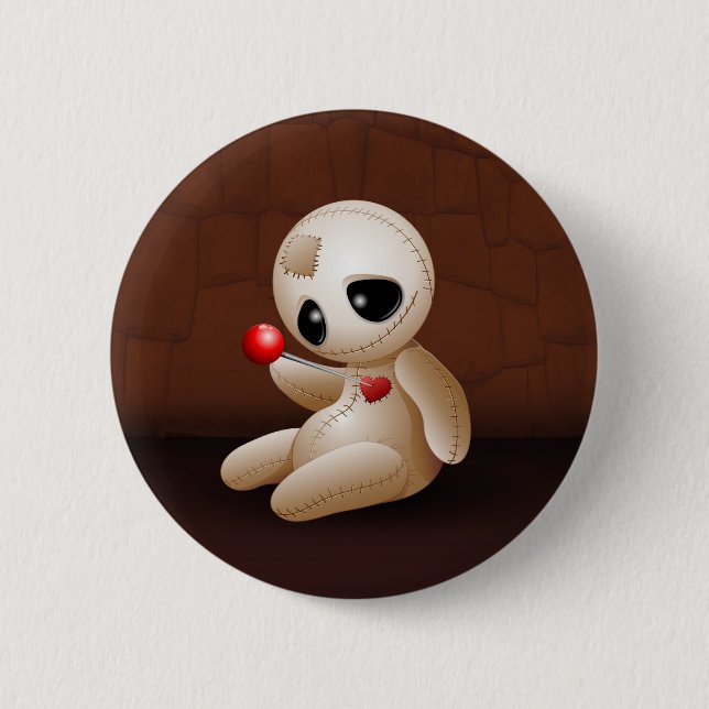 Voodoo Doll Cartoon in Love 6 Cm Round Badge (Front)