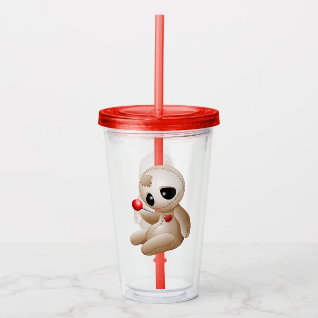 Voodoo Doll Cartoon in Love Acrylic Tumbler (Front)