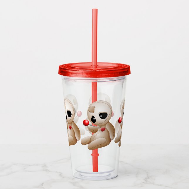 Voodoo Doll Cartoon in Love Acrylic Tumbler (Front)