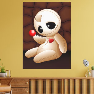 Voodoo Doll Cartoon in Love Canvas Print