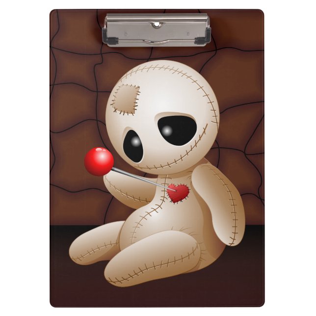 Voodoo Doll Cartoon in Love Clipboard (Front)