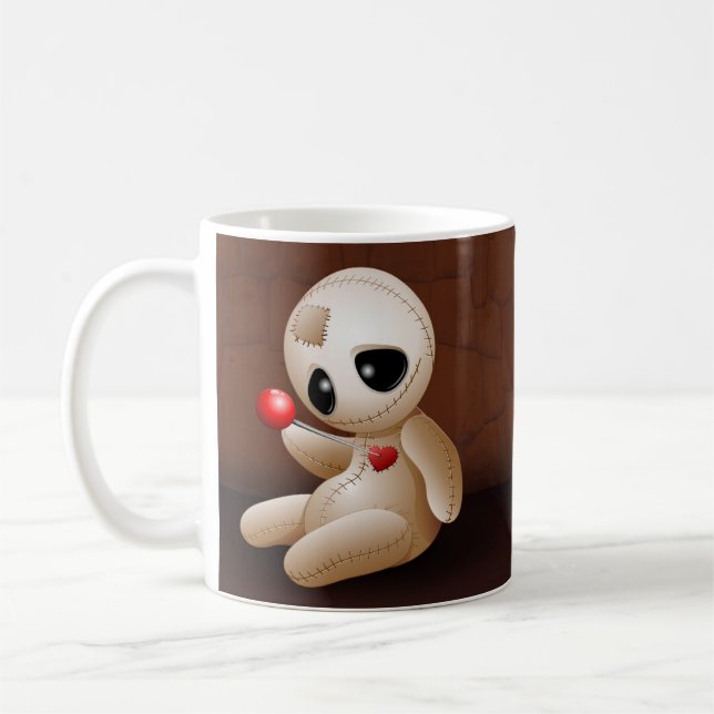 Voodoo Doll Cartoon in Love Coffee Mug (Left)