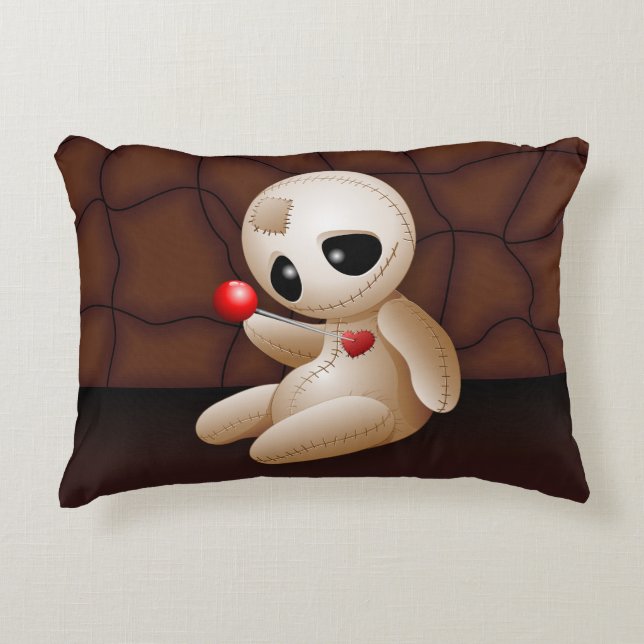 Voodoo Doll Cartoon in Love Decorative Cushion (Front)