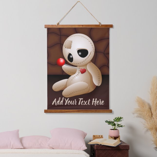 Voodoo Doll Cartoon in Love Hanging Tapestry (Bedroom)