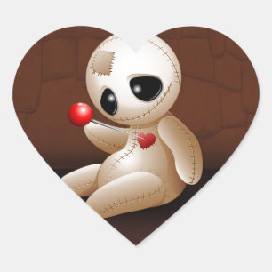 Voodoo Doll Cartoon in Love Heart Sticker