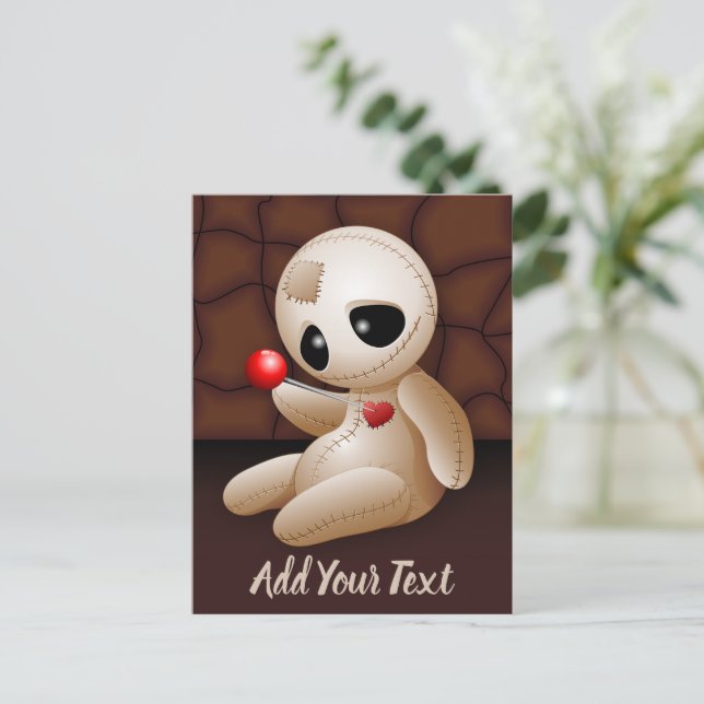 Voodoo Doll Cartoon in Love Holiday Postcard (Standing Front)