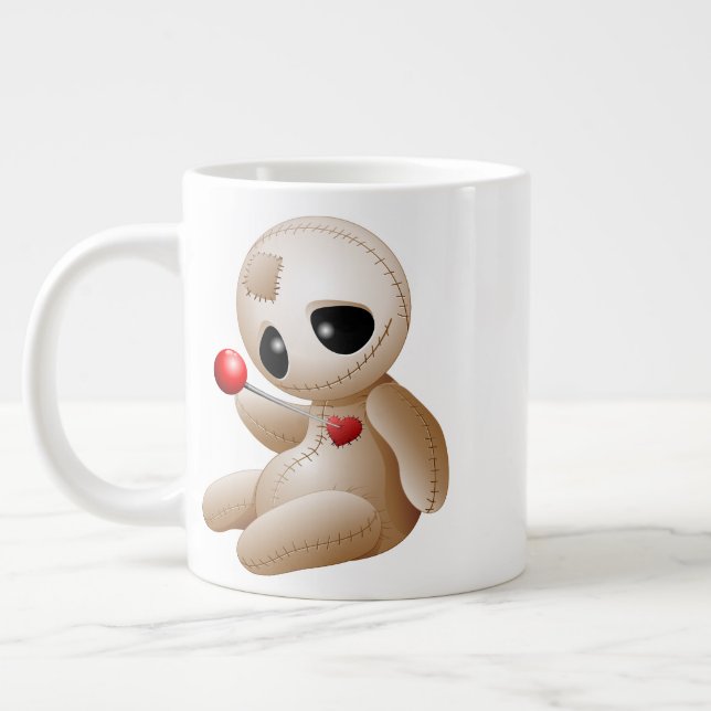 Voodoo Doll Cartoon in Love Large Coffee Mug (Left)