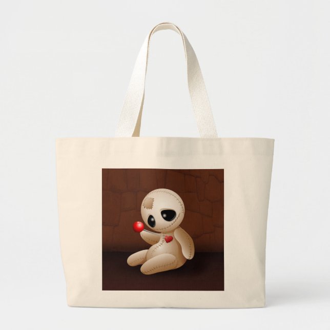Voodoo Doll Cartoon in Love Large Tote Bag (Front)