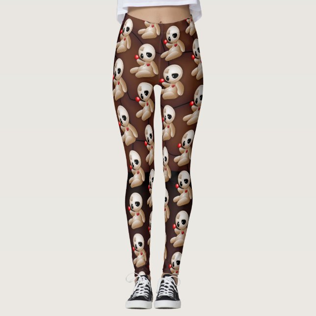 Voodoo Doll Cartoon in Love Leggings (Front)