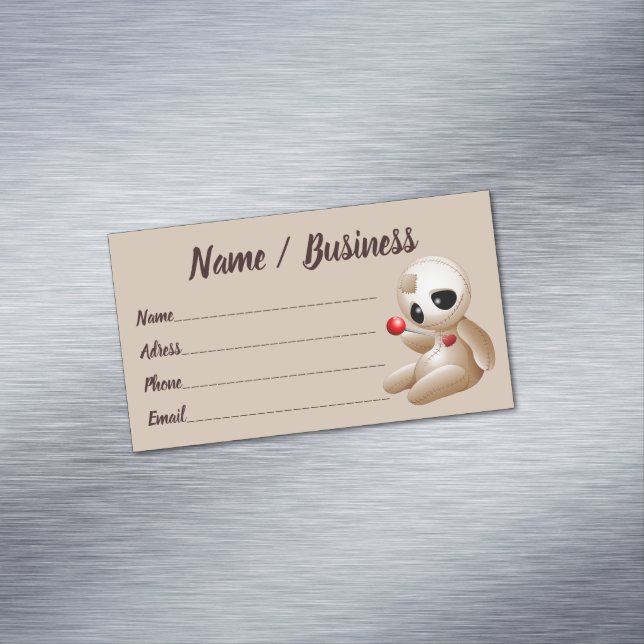 Voodoo Doll Cartoon in Love Magnetic Business Card (In Situ)