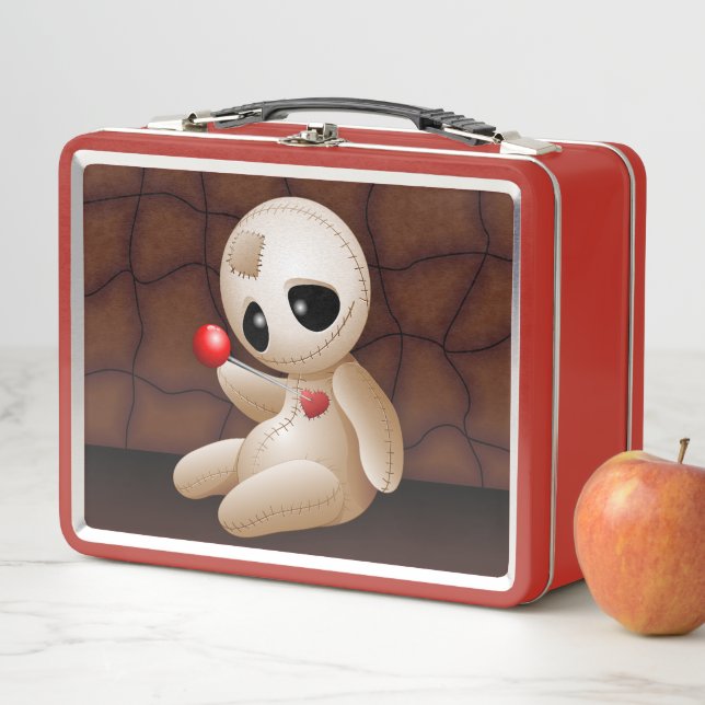 Voodoo Doll Cartoon in Love Metal Lunch Box (In Situ)