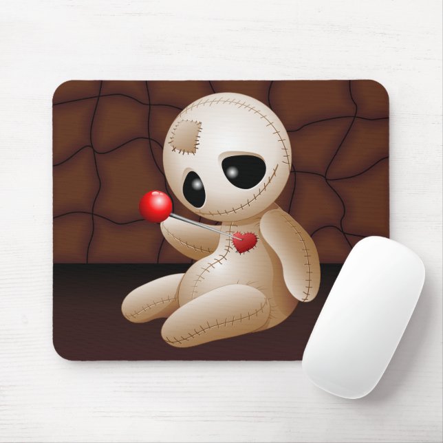 Voodoo Doll Cartoon in Love Mouse Mat (With Mouse)