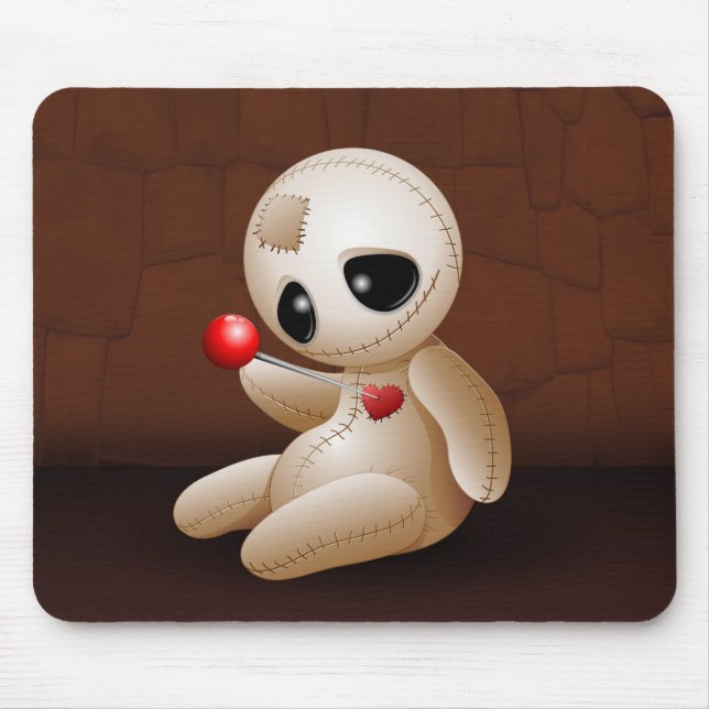 Voodoo Doll Cartoon in Love Mouse Mat (Front)