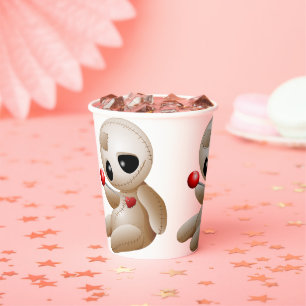 Voodoo Doll Cartoon in Love Paper Cups