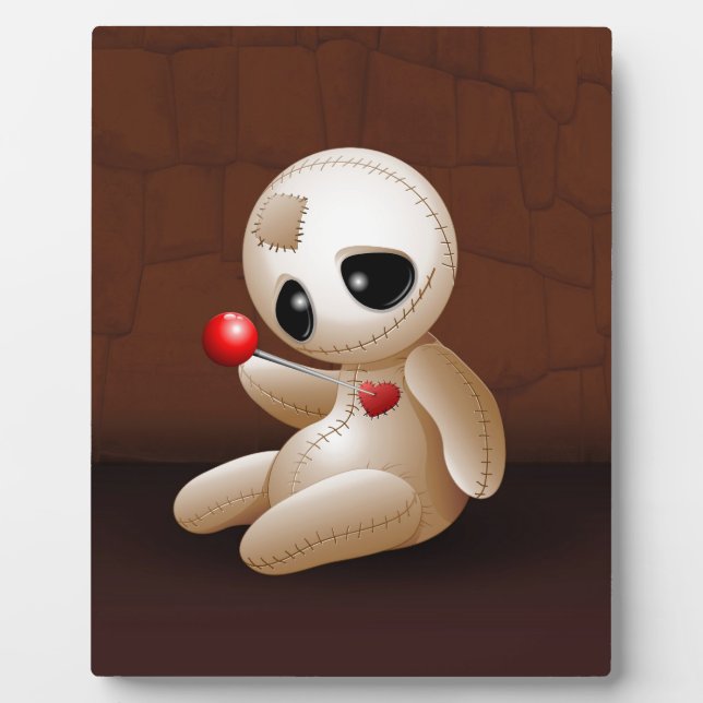 Voodoo Doll Cartoon in Love Plaque (Front)