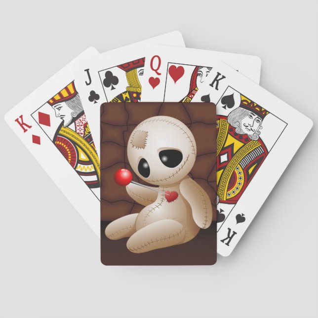 Voodoo Doll Cartoon in Love Playing Cards (Back)