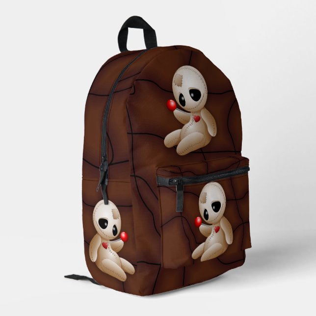 Voodoo Doll Cartoon in Love Printed Backpack (Back Corner Left)