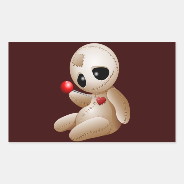 Voodoo Doll Cartoon in Love Rectangular Sticker (Front)