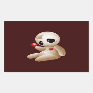 Voodoo Doll Cartoon in Love Rectangular Sticker
