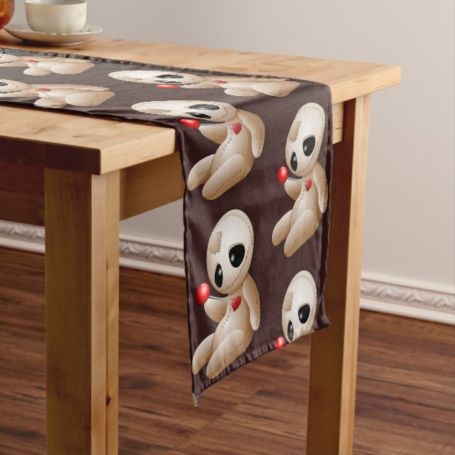 Voodoo Doll Cartoon in Love Short Table Runner (In Situ)