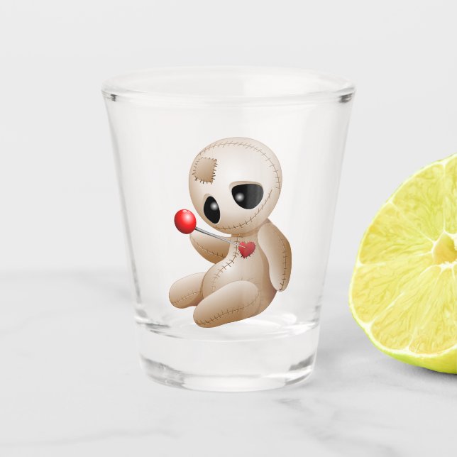 Voodoo Doll Cartoon in Love Shot Glass (Front)