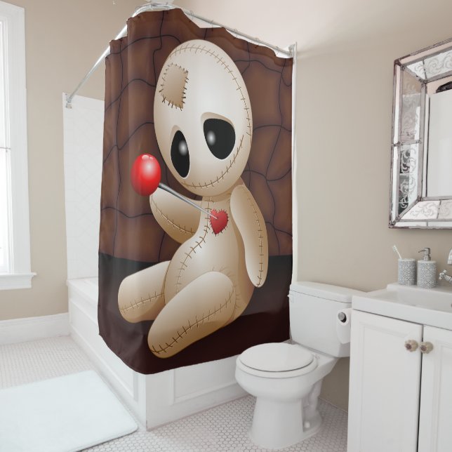 Voodoo Doll Cartoon in Love Shower Curtain (In Situ)