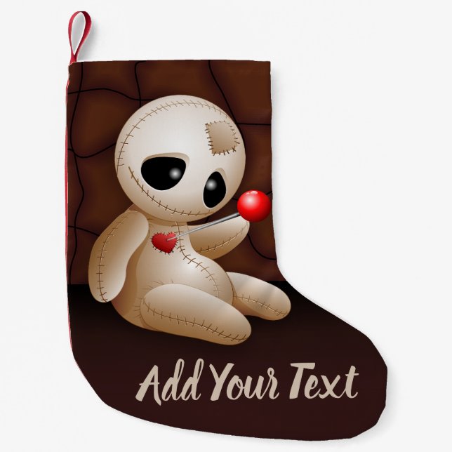 Voodoo Doll Cartoon in Love Small Christmas Stocking (Front)