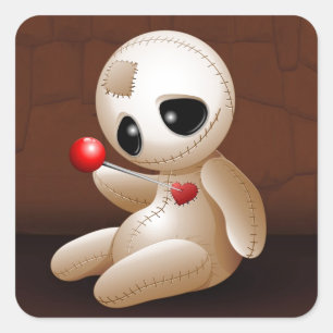 Voodoo Doll Cartoon in Love Square Sticker