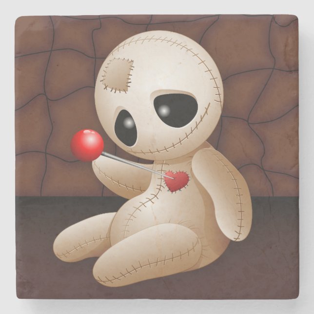 Voodoo Doll Cartoon in Love Stone Coaster (Front)