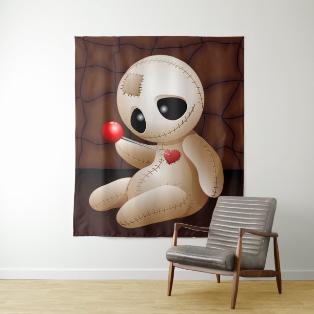 Voodoo Doll Cartoon in Love Tapestry (In Situ)