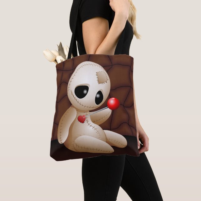 Voodoo Doll Cartoon in Love Tote Bag (Close Up)
