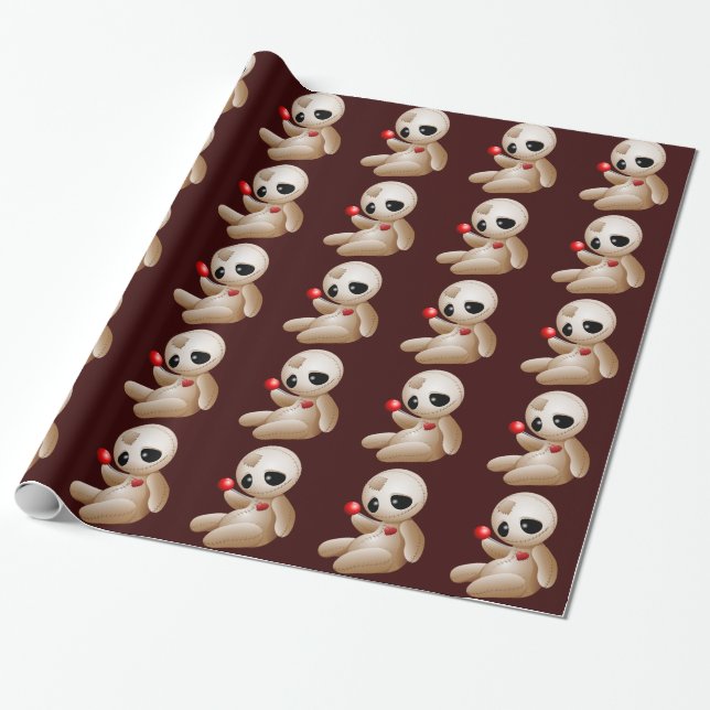 Voodoo Doll Cartoon in Love Wrapping paper (Unrolled)