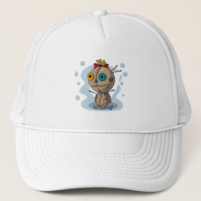 Voodoo Doll Cartoon Trucker Hat (Front)